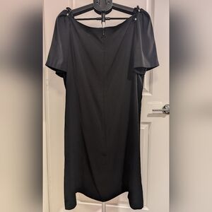 Ann Taylor Black Pearl Shoulder Shift Dress Size 18